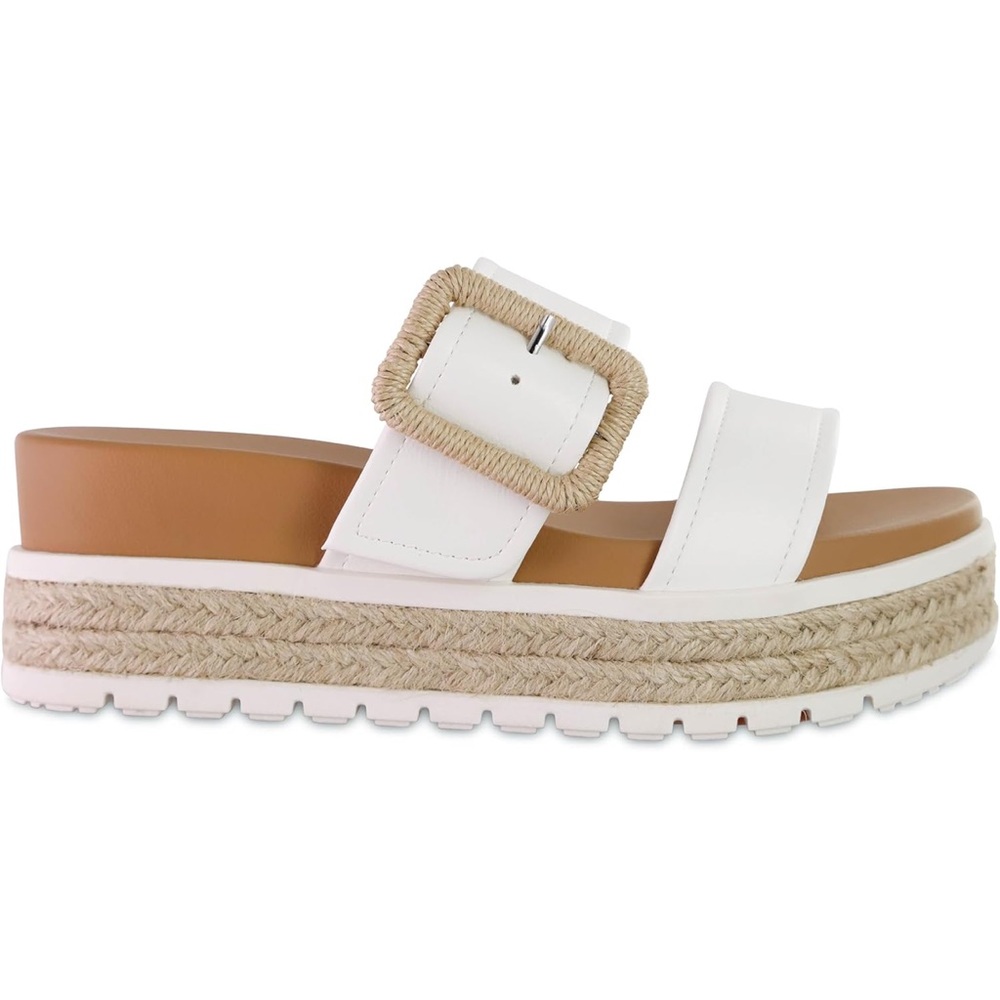 MIA White Double Strap Platform Slide Sandal - Picture 2 of 11